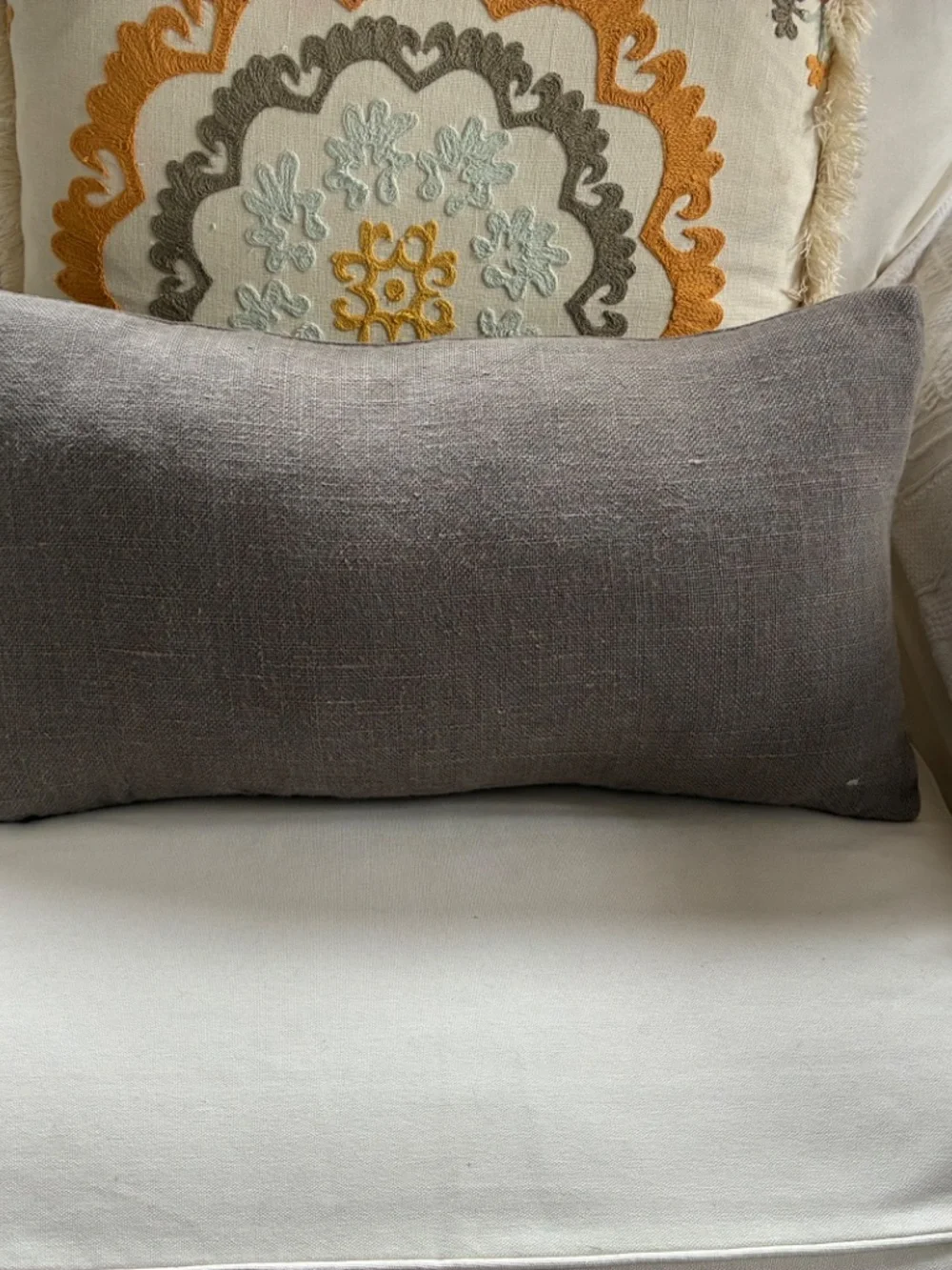 BELGIAN LINEN CROSS WEAVE KNIFE EDGE PILLOW with feather down insert